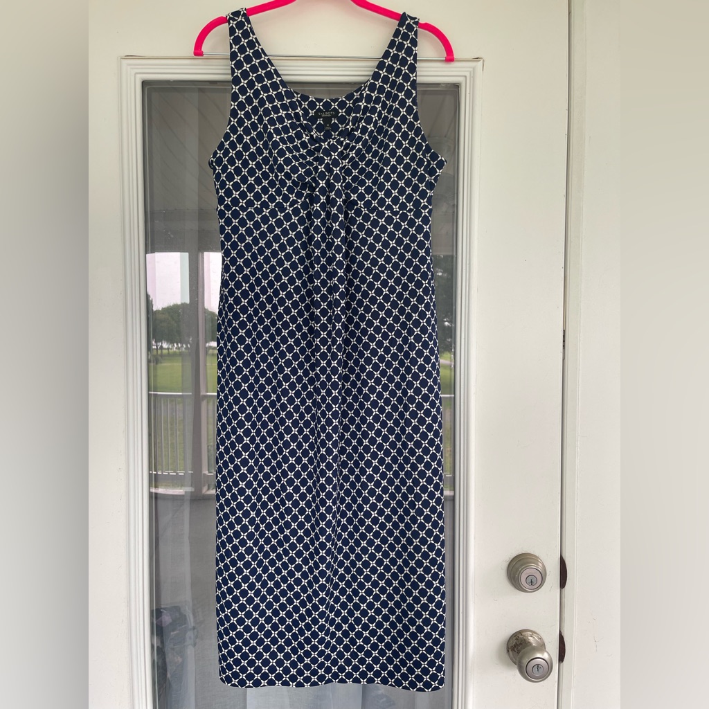 Talbots Navy And White Patterned Dress - M